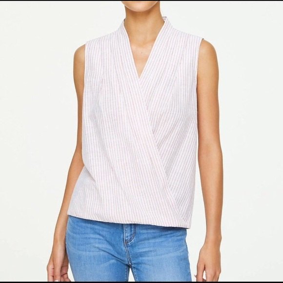 LOFT outlet stripped pleated wrap tank size large - Picture 1 of 8